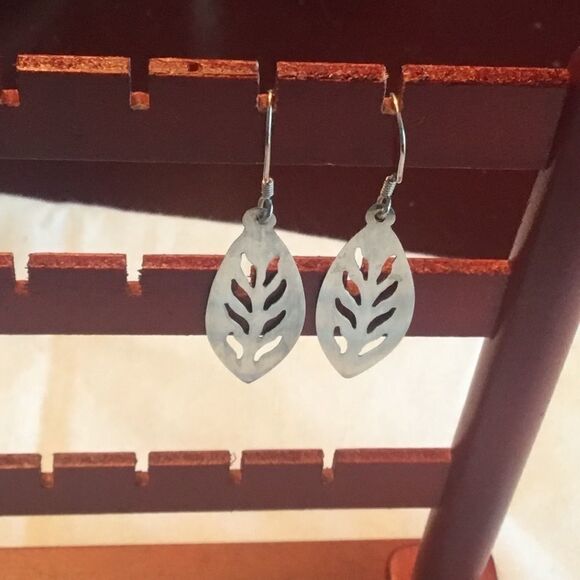 Sterling Silver Leaf Earrings - Picture 1 of 10